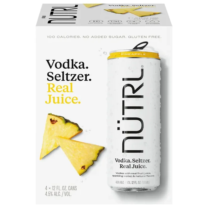 Nutrl Pineapple Vodka Seltzer 4 Pack 12 fl oz Cans