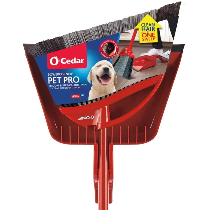O-Cedar PowerCorner Pet Pro 13.5-in Poly fiber Multi-surface Angle with dustpan Upright Broom