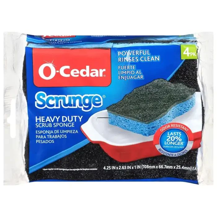 O-Cedar Scrunge Heavy Duty Scrub Sponge 4 ea Bag