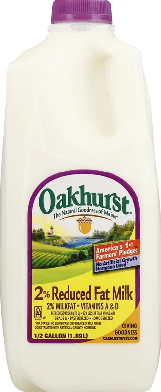 Oakhurst 2% Reduced Fat Milk – 1/2 gal