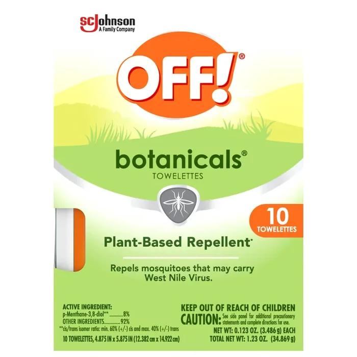 OFF! Botanicals Insect Repellent Towelettes, Mosquito Repellent, For Everyday Use, 1 Pack, 10 Towelettes