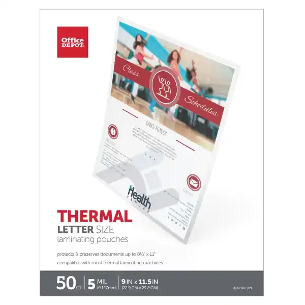 Office Depot® Brand Laminating Pouches, Letter Size, 5 Mil, Clear, Pack Of 50