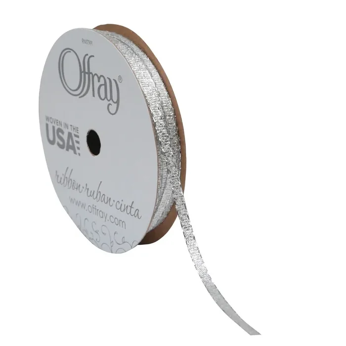 Offray Ribbon Galena, Silver, 1/8″ X