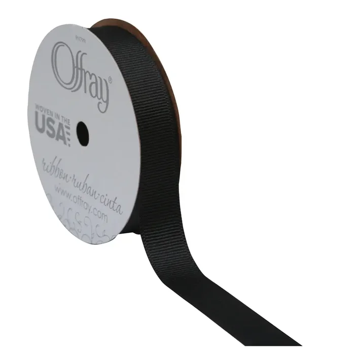 Offray Ribbon Grosgrain Black, 5/8 in x