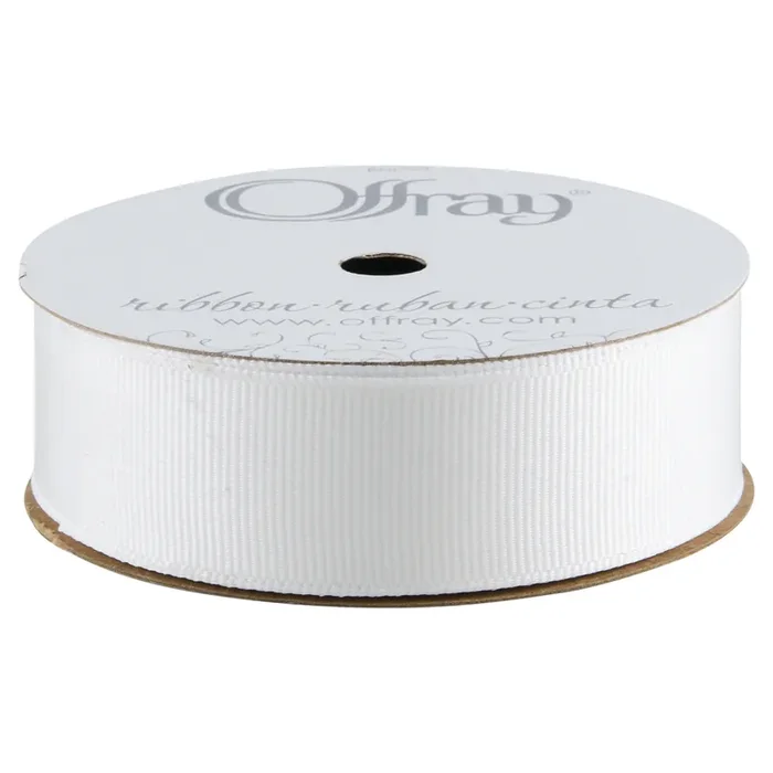 Offray Ribbon Grosgrain White, 7/8 in x