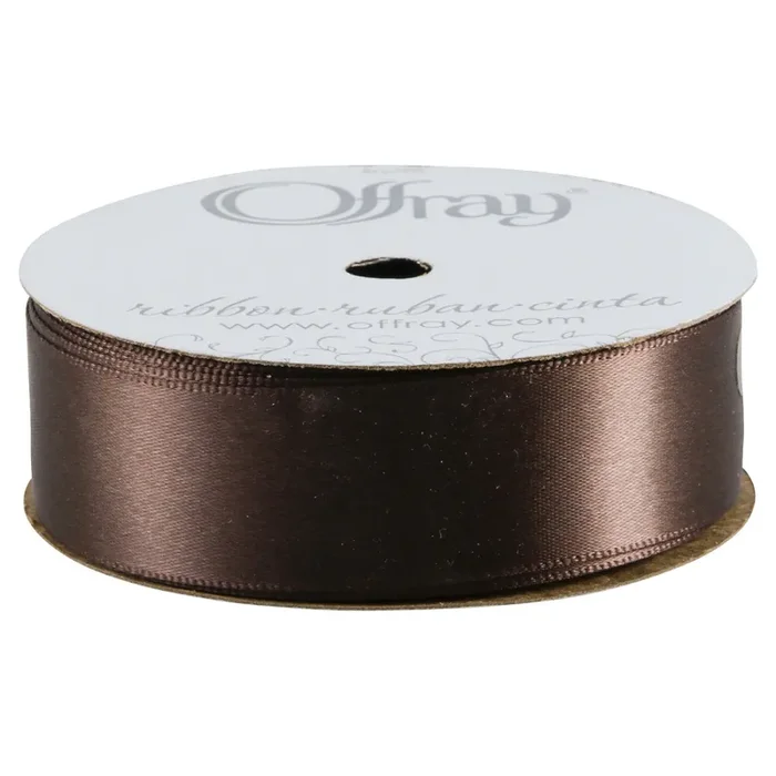 Offray Ribbon Sf Satin Brown 7/8″X18‘