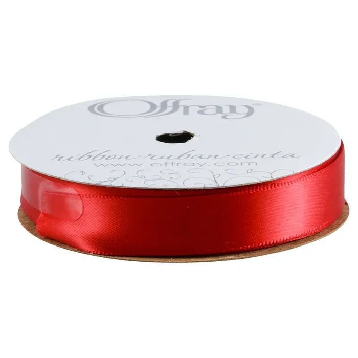 Offray Ribbon Single Face Satin Red, 5/8 in x