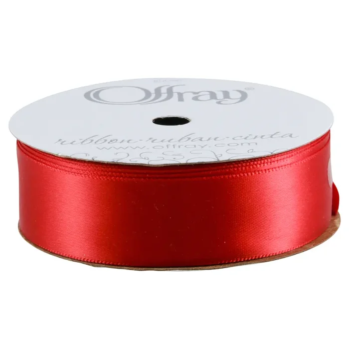 Offray Ribbon Single Face Satin Red, 7/8 in x