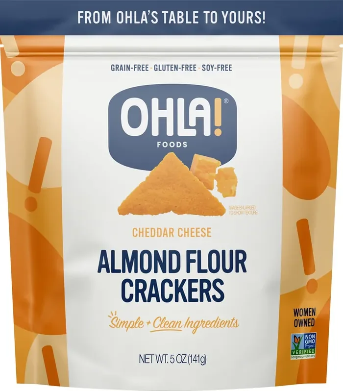 Ohla Foods Cheddar Cheese Almond Flour Crackers
