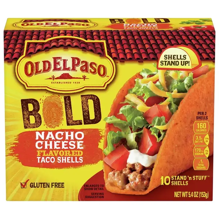 Old El Paso Bold Stand ‘n Stuff Nacho Cheese Flavored Taco Shells 10 ea