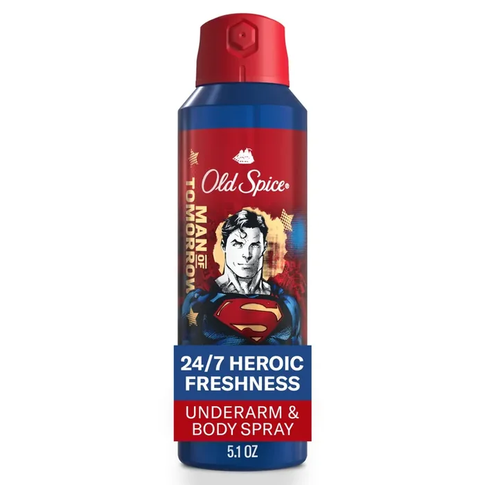 Old Spice Aluminum Free Deodorant for Men, 24/7 Freshness, Body Spray, Long Lasting Odor Protection, Smell Like a Hero, Superman, Bright Citrus and Cosmos Scent, 5.1oz