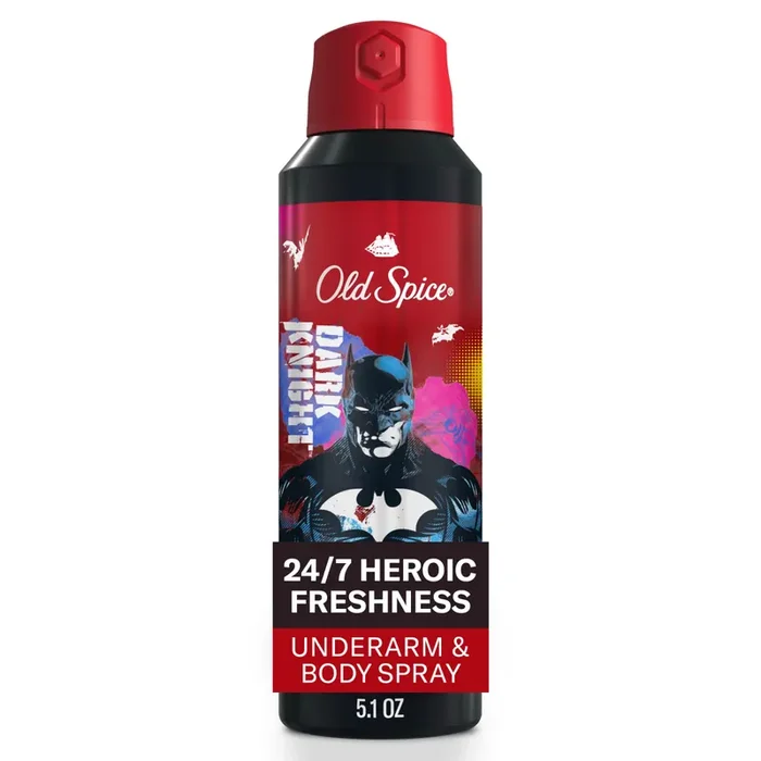 Old Spice Aluminum Free Deodorant for Men, 24/7 Freshness, Body Spray, Long Lasting Odor Protection, Smell Like a Hero, Batman, Black Cherry and Nightfall Scent, 5.1oz