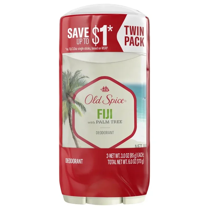 Old Spice Aluminum Free Deodorant for men, Fiji with Palm Tree Scent, 24/7 Odor Protection, Twin Pack, 2 x 3oz