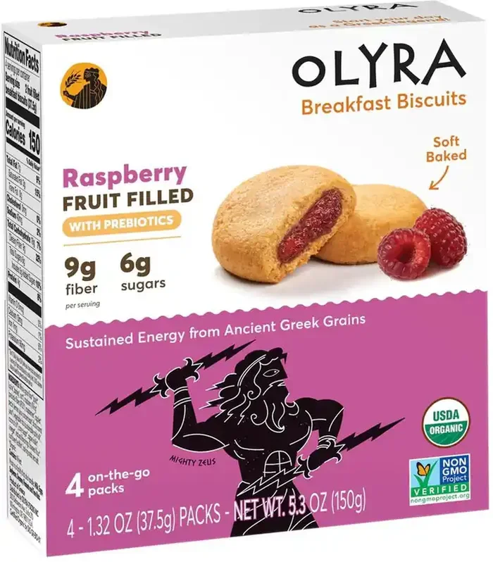 Olyra Fruit & Grain Bites, Raspberry, Organic, On the Go, 4 Pack, Box