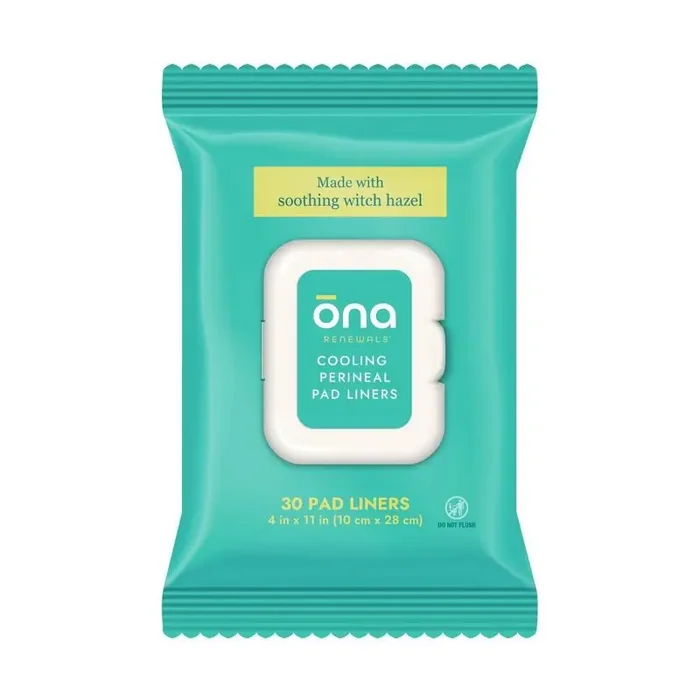 Ona Renewals Postpartum Cooling Perineal Pad Liners Made with Witch Hazel & No Peppermint – 30ct