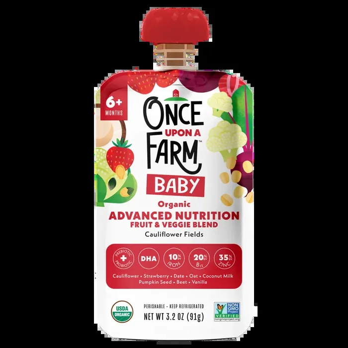 Once Upon a Farm Advanced Nutrition Cauliflower Fields Baby Food, 3.2oz Pouch