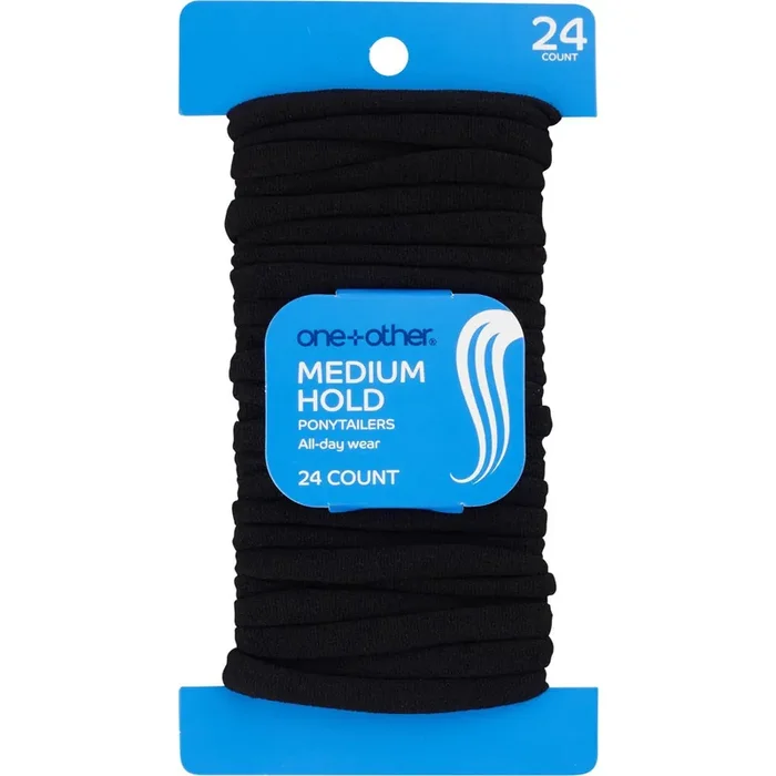 One + Other Medium Hold Ponytailers, Black, 24 Ct