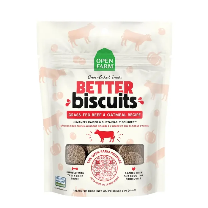 OPEN FARM Better Biscuits Grass-Fed Beef Recipe Treats 8 oz