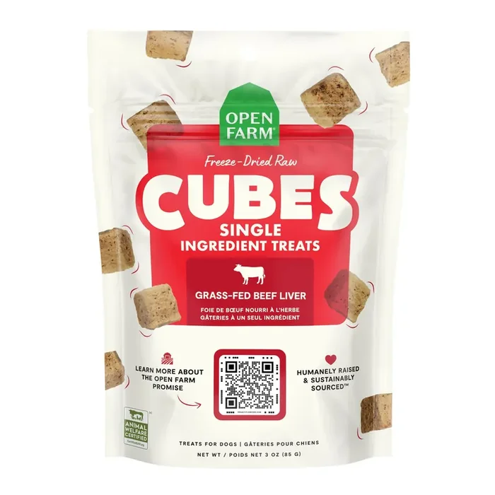 OPEN FARM Cubes Beef Liver Single Ingredient Treats for Dogs 3 oz