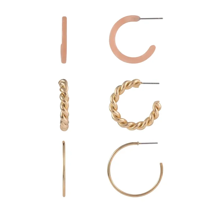 Ophelia Roe 3 Piece Hoop Ear Set Multi and Gold