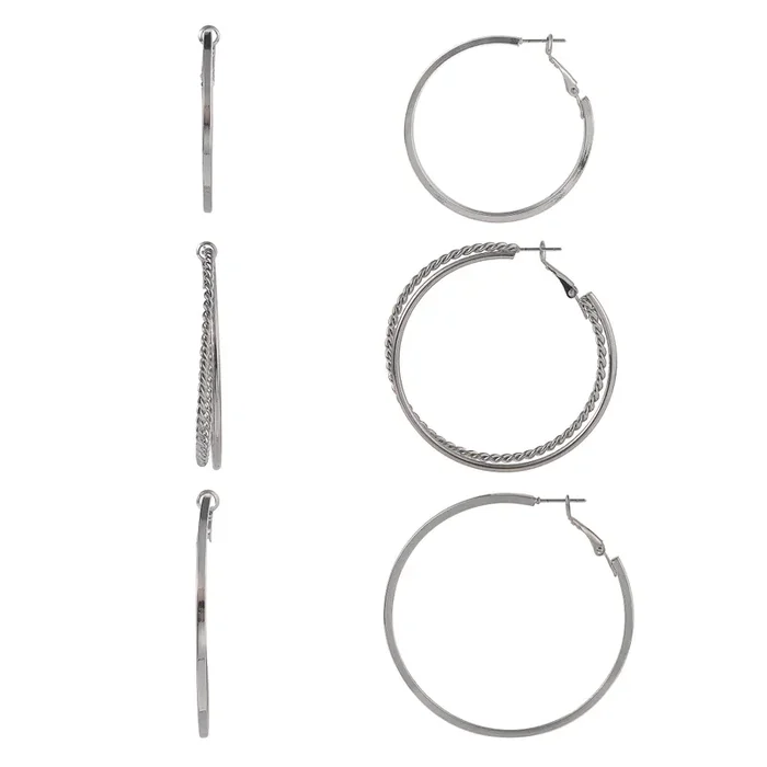 Ophelia Roe 3 Piece Style Hoop Ear Set Silver