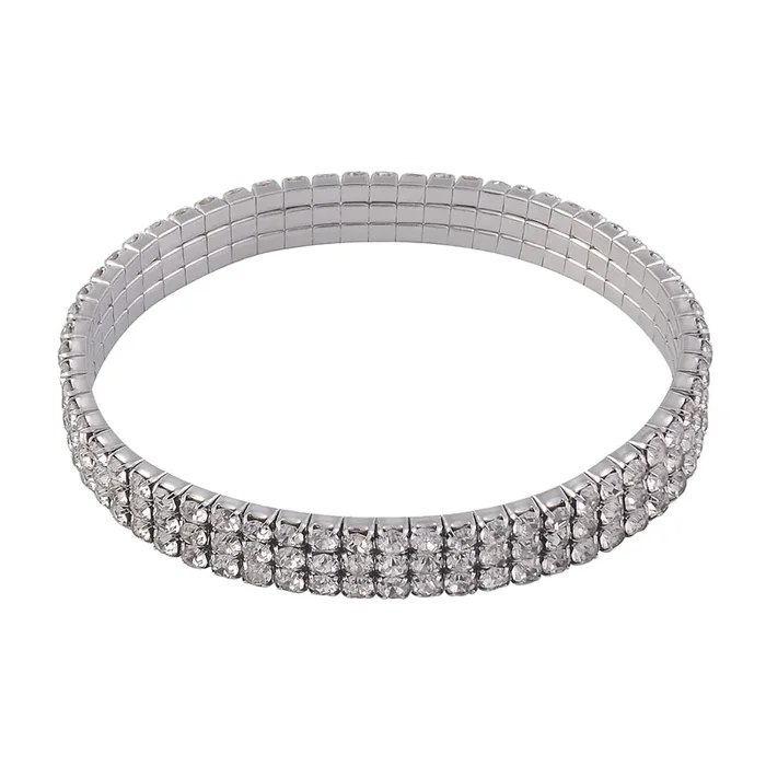 Ophelia Roe Rhinestone Stretch Bracelet Silver