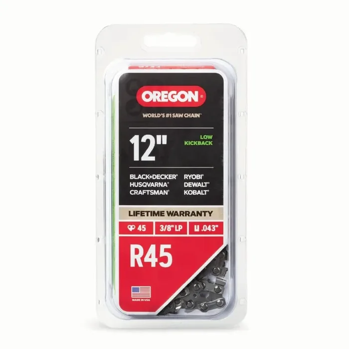 Oregon R45 45 Link Replacement Chainsaw Chain For 12-in , 0.043-in Gauge , 3/8-in Pitch