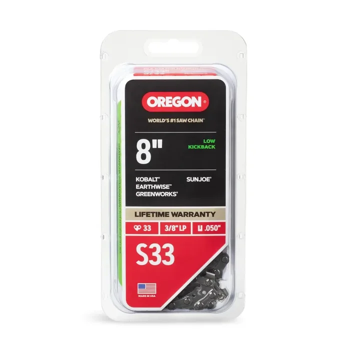 Oregon S33 33 Link Replacement Chainsaw Chain For 8-in , 0.05-in Gauge , 3/8-in Pitch