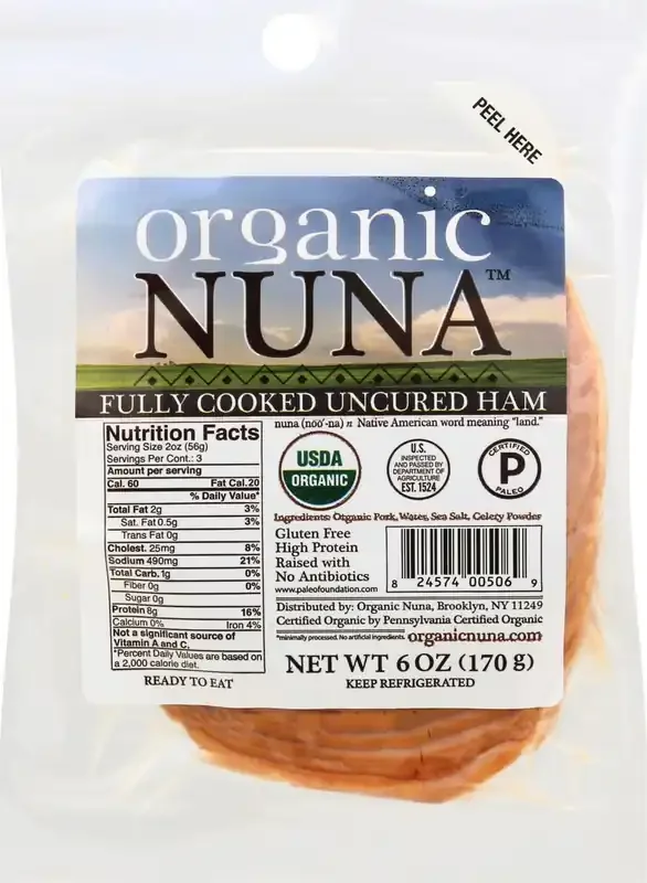 Organic Nuna Fully Cooked Uncured Ham 6 oz