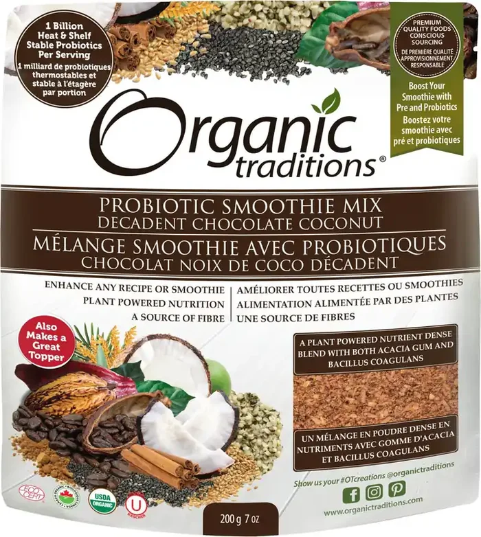 Organic Traditions Chocolate Coconut Probiotic Smoothie