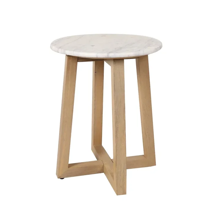 Origin 21 16-in W x 20.5-in H Birch wood with white stone Stone Round Modern End Table Assembly Required