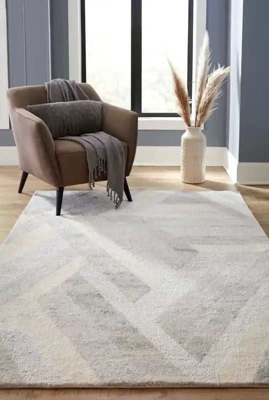 Origin 21 Remi 5 x 8 (ft) Tufted Light Grey Rectangular Indoor Geometric Area rug