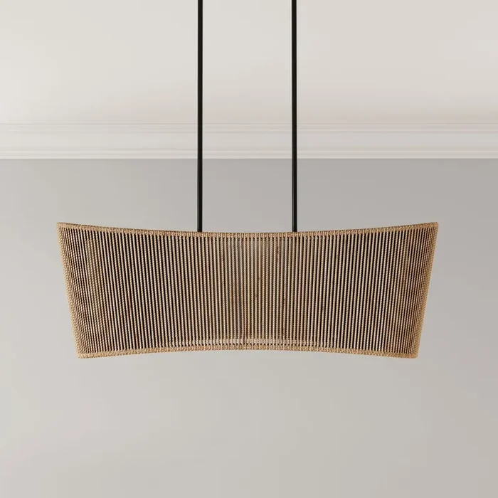 Origin 21 Sefina 4 -Light Matte Black Bohemian/global Linear Medium Hanging Kitchen island light