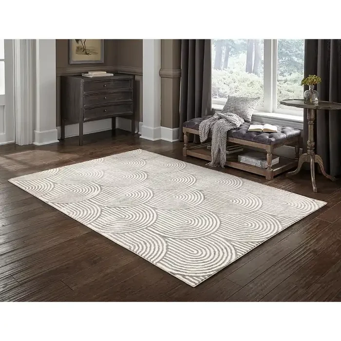 Origin 21 Silver Domes 5 x 8 (ft) Loomed Silver Rectangular Indoor Geometric Bohemian/Eclectic Pet Friendly Area rug