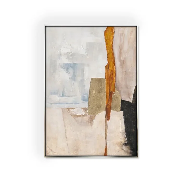 Origin 21 Wall Art Artree Silver Plastic Framed 35.4-in H x 23.6-in W Abstract Canvas Hand-Painted Painting