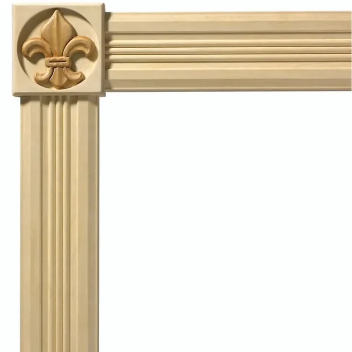 Ornamental Mouldings 3.5-in x 3.5 Unfinished White hardwood Square Fleur-de-lis Rosette