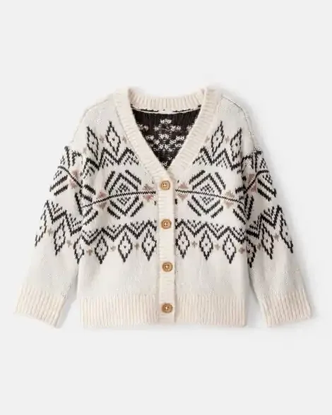 Oshkosh Baby Girl Fair Isle Long-Sleeve Cardigan Sweater – Ivory Ivory 18M