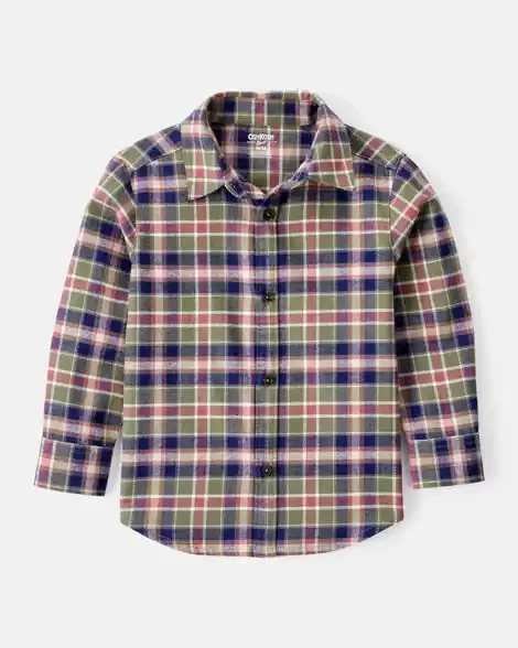 Oshkosh Toddler Boy Plaid Cotton Long-Sleeve Button-Down Shirt Multi 3T