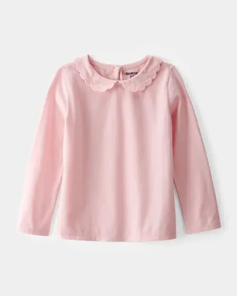 Oshkosh Toddler Scalloped Collar Long-Sleeve Shirt – Pink Pink 5T
