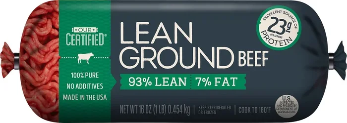 Our Certified 93% Fat/7% Lean Lean Ground Beef 16 oz