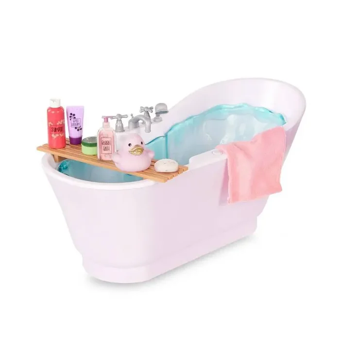 Our Generation Bubbly Bathtime Bathtub with Water Sounds Dollhouse Accessory Set for 18‘‘ Dolls