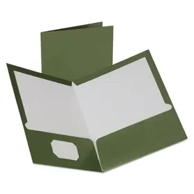 Oxford OXF5049560 Two-Pocket Laminated Folder, 100-Sheet Capacity, 11 x 8.5, Metallic Green, 25/Box, Price/BX