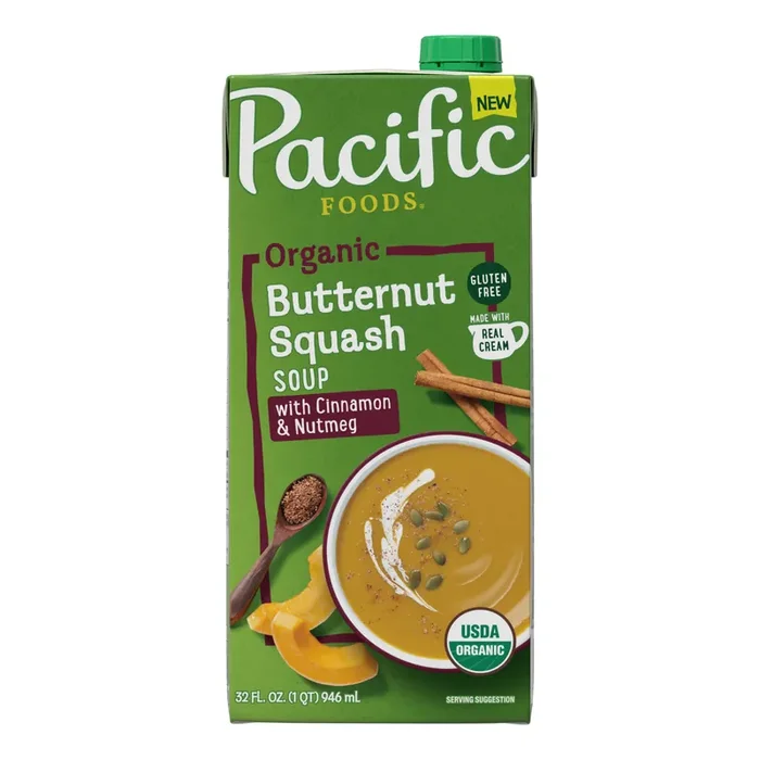 Pacific Foods Organic Butternut Squash Soup With Cinnamon and Nutmeg, 32 fl oz Carton