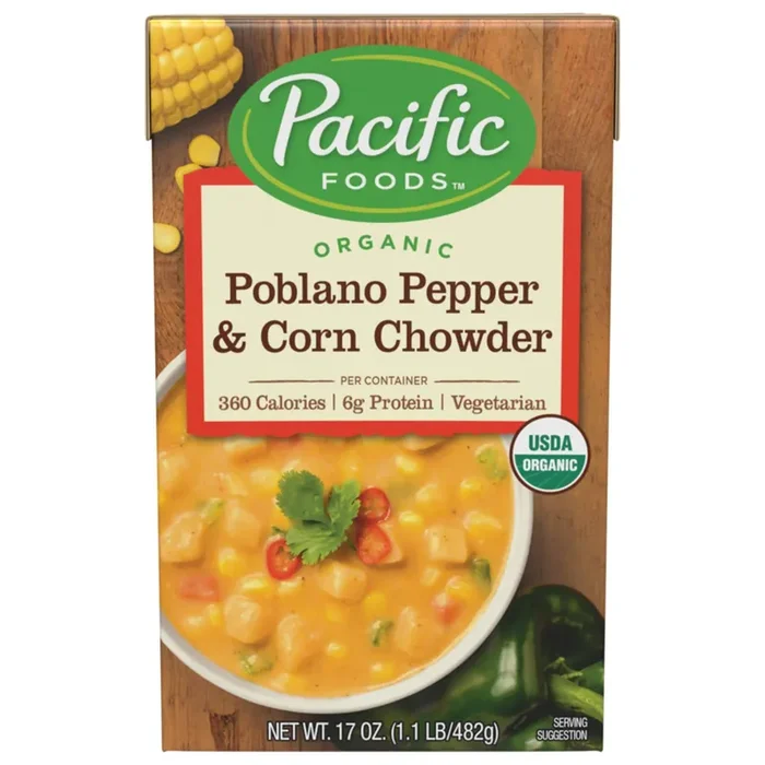 Pacific Foods Organic Poblano Pepper & Corn Chowder Soup – 17oz