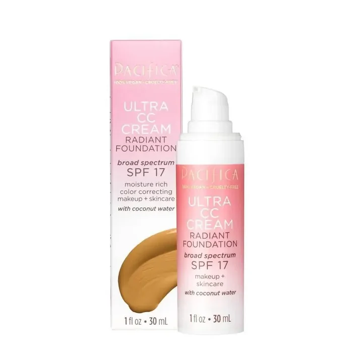Pacifica Ultra CC Cream Radiant Foundation with SPF 17 – Warm/Medium – 1 fl oz