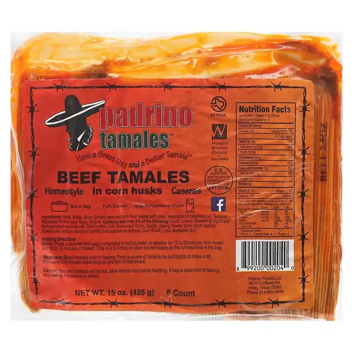 Padrino Homestyle Beef Tamales 6 ea