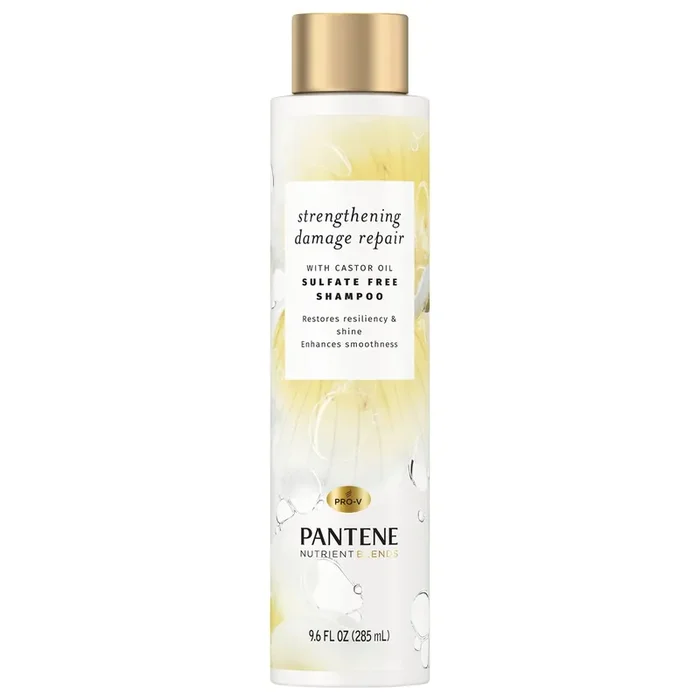 PANTENE NUTRIENT BLENDS Strengthening Damage Repair SULFATE FREE SHAMPOO with Castor Oil, 9.6 oz