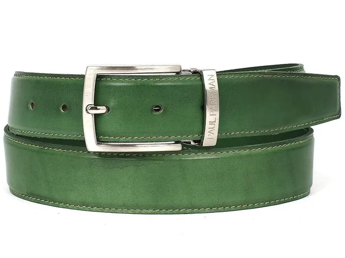 Paul Parkman Men’s Hand-Painted Leather Belt in Green