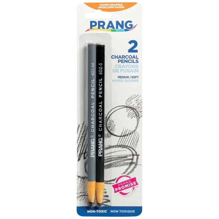 PRANG Charcoal Pencils, Medium & Soft Core, 2 Count