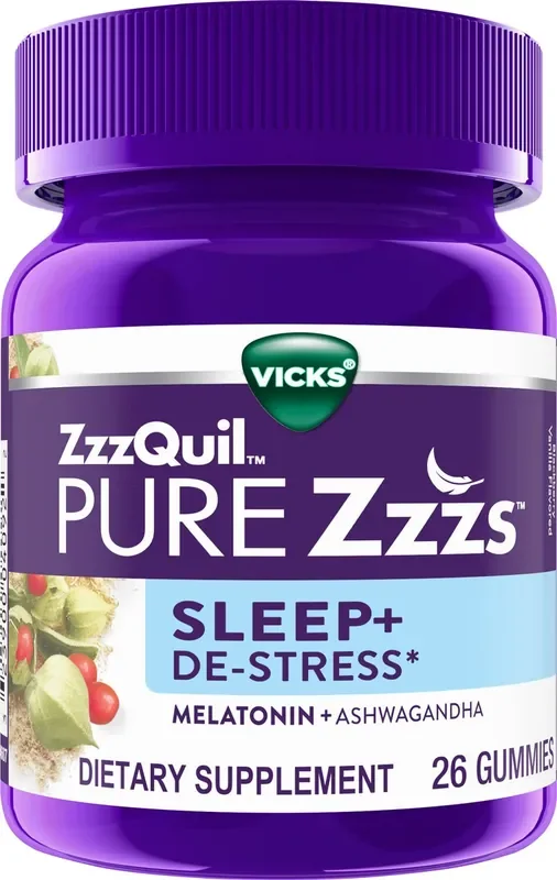 PURE Zzzs De-Stress & Sleep Melatonin Sleep Aid Gummies Blackberry Vanilla